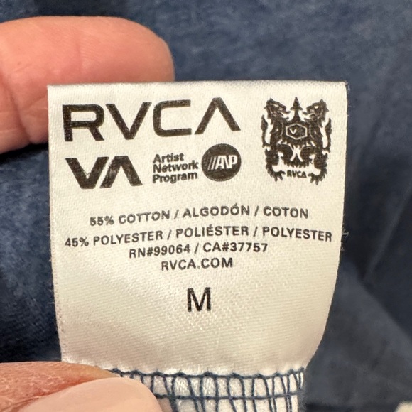 RVCA Two-Tone Blue Raglan Shirt - Picture 5 of 6